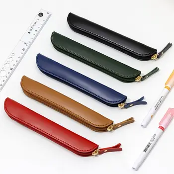 Водоустойчив бизнес калъф за писалка на Ръчен труд, настолен органайзер, чанта за моливи, джоб за химикалки от висококачествена естествена кожа, защитен калъф за химикалки