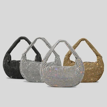 Модерен дизайн на чантата с диаманти, блестящи сандали с кристали, дамски кнедли за банкет, вечерна парти, универсални чанти за ръце