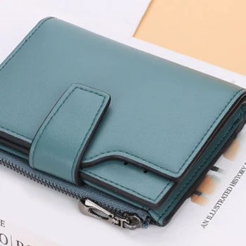 Модерен трислоен кратък портфейл с цип, многоцелеви чантата е с голям капацитет, за да проверите за съхранение на пари