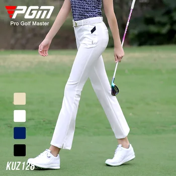 Панталони за голф PGM, дамски спортни панталони за голф, летни панталони непромокаеми панталони, чанта с цип, еластични панталони с девет точки, разкроена панталони