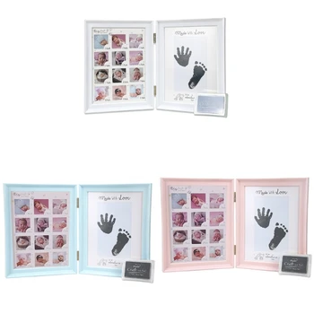 Рамка за снимки на новородени фото рамка с отпечатък от ръка Сгъваема рамка трета пола Неутрално декор на масата