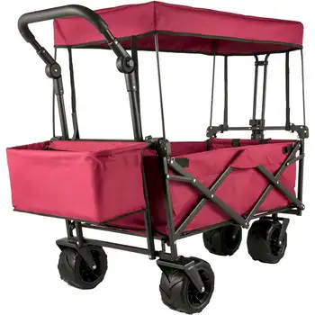 Сгъваема количка е стейшън вагон (истейт, Подвижни балдахин от плат Оксфорд 601D, Преносим сгъваема количка, Регулируеми дръжки, Плаж, Градина