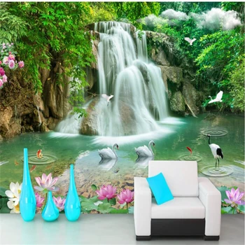 триизмерен пейзаж beibehang, пейзаж с водопад, 3D фон за телевизор, мащабни стенописи по поръчка, тапети