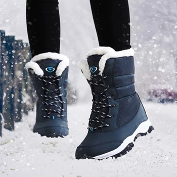 Дамски обувки, Зимни обувки за 2021 година с кръгло бомбе Дамски обувки дантела Кожа топла обувки Дамски Водоустойчив Дамски обувки на плоска подметка