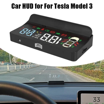 OBD Hud Проектор скорост, Аларма за превишаване на напрежението Автоматичен централен дисплей за Tesla Model 3