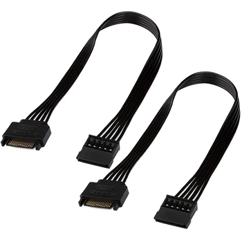 Удължителен кабел за захранване SATA 2 елемента, 15-пинов удължителен кабел SATA мъжа към жената, захранващ кабел Адаптер за твърд диск HDD, SSD, 30 см