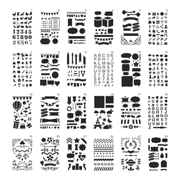 Универсален набор от шаблони за бродерия 24шт кухи шаблони за рисуване за художници и скрапбукеров Привличащи вниманието шаблони за рисуване