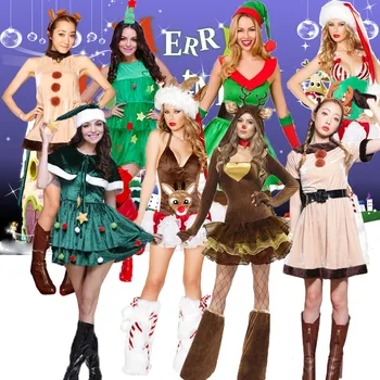 Коледни костюми Коледна пола с елени Рокля за Коледно Етап костюми за нощен клуб Женска пола, Секси Директен доставка