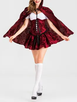 Нов модерен костюм за Хелоуин за жени, възрастни Готическата Червена рокля с нос, Аксесоари за тематични партита, топла разпродажба S-XL